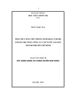 phát huy dân chủ trong sinh hoạt chi bộ ở đảng bộ tổng công ty cấp nước sài gòn thành phố hồ chí minh 
