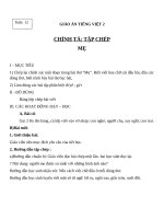 Giáo án Tiếng Việt 2 tuần 12 bài: Chính tả  Tập chép: Mẹ. Phân biệt IÊYÊYA, RDGI, dấu hỏidấu ngã