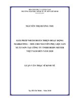 Giải pháp nhằm hoàn thiện hoạt động marketing – mix cho nguyên phụ liệu sản xuất sơn tại công ty TNHH behn meyer việt nam đến năm 2020 