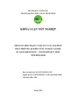 KHẢO SÁT HIỆN TRẠNG VÀ ĐỀ XUẤT CÁC GIẢI PHÁP PHÁT TRIỂN DU LỊCH BỀN VỮNG ÁP DỤNG TẠI KHU DU LỊCH GHỀNH RÁNG - THÀNH PHỐ QUY NHƠN TỈNH BÌNH ĐỊNH