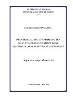 Phân tích các yếu tố ảnh hưởng đến quản lý mối quan hệ khách hàng tại công ty cổ phần tư vấn xây dựng điện 2 
