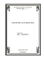 CHUYÊN ĐỀ :TUẦN HOÀN MÁU môn SINH học lớp 11