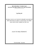 Độ nhạy cảm của các nguồn tài trợ bên ngoài đối với dòng tiền dưới tác động của ràng buộc tài chính bằng chứng thực nghiệm tại việt nam 