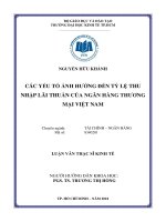 Các yếu tố ảnh hưởng đến tỷ lệ thu nhập lãi thuần của ngân hàng thương mại việt nam 
