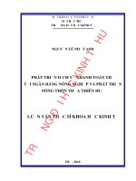 Phát triển dịch vụ thanh toán thẻ tại ngân hàngNông nghiệp và Phát triển Nông thôn Thừa Thiên Huế (Luận văn thạc sĩ)