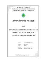 CÔNG TÁC GIẢI QUYẾT TRANH CHẤP ĐẤT ĐAI TRÊN ĐỊA BÀN HUYỆN TRẢNG BOM, TỈNH ĐỒNG NAI GIAI ĐOẠN 2004 - 2009