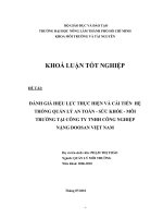 ĐÁNH GIÁ HIỆU LỰC THỰC HIỆN VÀ CẢI TIẾN HỆ THỐNG QUẢN LÝ AN TOÀN - SỨC KHỎE - MÔI TRƯỜNG TẠI CÔNG TY TNHH CÔNG NGHIỆP NẶNG DOOSAN VIỆT NAM