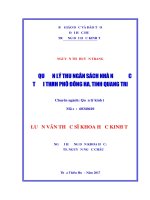 Quản lý thu ngân sách nhà nước tại thành phố đông hà, tỉnh quảng trị 