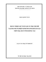 Hoàn thiện kế toán quản trị chi phí tại doanh nghiệp kinh doanh khách sạn trên địa bàn tỉnh đồng nai 