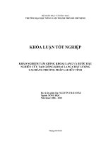 KHẢO NGHIỆM TÁM GIỐNG KHOAI LANG VÀ BƯỚC ĐẦU NGHIÊN CỨU TẠO GIỐNG KHOAI LANG CHẤT LƯỢNG CAO BẰNG PHƯƠNG PHÁP LAI HỮU TÍNH