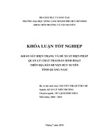 KHẢO SÁT HIỆN TRẠNG VÀ ĐỀ XUẤT BIỆN PHÁP QUẢN LÝ CHẤT THẢI RẮN SINH HOẠT TRÊN ĐỊA BÀN HUYỆN DUY XUYÊN TỈNH QUẢNG NAM