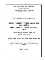 Giải quyết việc làm cho lao động nông thôn ở tỉnh sekong, lào 