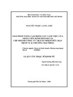 Giải pháp nâng cao động lực làm việc của nhân viên kinh doanh tại chi nhánh công ty trách nhiệm hữu hạn dịch vụ  thương mại MESA 