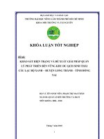 KHẢO SÁT HIỆN TRẠNG VÀ ĐỀ XUẤT GIẢI PHÁP QUẢN LÝ PHÁT TRIỂN BỀN VỮNG KHU DU LỊCH SINH THÁI CÂU LẠC BỘ XANH – HUYỆN LONG THÀNH – TỈNH ĐỒNG NAI