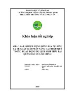 KHẢO SÁT LỢI ÍCH CỘNG ĐỒNG ĐỊA PHƯƠNG VÀ ĐỀ XUẤT GIẢI PHÁP NÂNG CAO HIỆU QUẢ TRONG HOẠT ĐỘNG DU LỊCH SINH THÁI TẠI QUẦN ĐẢO CÙ LAO CHÀM
