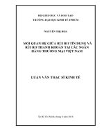 Mối quan hệ giữa rủi ro tín dụng và rủi ro thanh khoản tại các ngân hàng thương mại việt nam 