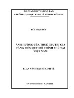 Ảnh hưởng của thuế giá trị gia tăng đến quy mô chính phủ tại việt nam 