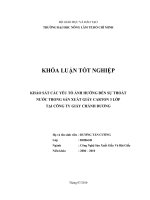   KHẢO SÁT CÁC YẾU TỐ ẢNH HƯỞNG ĐẾN SỰ THOÁT  NƯỚC TRONG SẢN XUẤT GIẤY CARTON 3 LỚP  TẠI CÔNG TY GIẤY CHÁNH DƯƠNG   