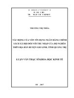 Tác động của vốn tín dụng ngân hàng chính sách xã hội đối với thu nhập của hộ nghèo trên địa bàn huyện gio linh, tỉnh quảng trị 