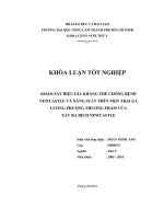   KHẢO SÁT HIỆU GIÁ KHÁNG THỂ CHỐNG BỆNH  NEWCASTLE VÀ NĂNG SUẤT TRÊN MỘT TRẠI GÀ  LƯƠNG PHƯỢNG THƯƠNG PHẨM VỪA   XẢY RA DỊCH NEWCASTLE 