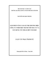 Giải pháp nâng cao giá trị thương hiệu công ty TNHH một thành viên đầu tư và xây dựng tân thuận đến năm 2025 