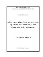 Nâng cao chất lượng dịch vụ cho hệ thống nhà hàng nhật bản thuộc tập đoàn khải hưng 