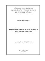 Khóa luận được đề trình để đáp ứng yêu cầu cấp bằng kỹ sư chuyên ngành Quản Lý Môi Trường