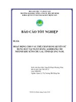 HOẠT ĐỘNG CHO VAY THẾ CHẤP BẰNG QUYỀN SỬ DỤNG ĐẤT TẠI NGÂN HÀNG AGRIBANK CHI NHÁNH KHU KTM CHU LAI, TỈNH QUẢNG NAM