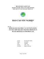 ĐỊNH GIÁ ĐẤT ĐAI PHỤC VỤ XÂY DỰNG BẢNG GIÁ ĐẤT TRÊN ĐỊA BÀN THỊ TRẤN ĐỊNH QUÁN HUYỆN ĐỊNH QUÁN TỈNH ĐỒNG NAI