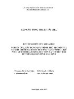 NGHIÊN CỨU, XÂY DỰNG QUY TRÌNH, THỦ TỤC ĐẦU TƯ; CƠ CHẾ CHÍNH SÁCH THU HÚT ĐẦU TƯ; CƠ SỞ DỮ LIỆU PHỤC VỤ CHO HOẠT ĐỘNG XÚC TIẾN VÀ THU HÚT ĐẦU TƯ