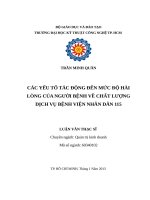 Các yếu tố tác động đến mức độ hài lòng của người bệnh về chất lượng dịch vụ bệnh viện nhân dân 115 