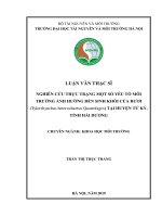 Nghiên cứu thực trạng một số yếu tố môi trường ảnh hưởng đến sinh khối của rươi (Tylorrhynchus heterochaetus Quatrefages) tại huyện Tứ Kỳ, tỉnh Hải Dương
