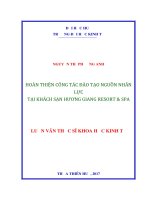 HOÀN THIỆN CÔNG tác đào tạo NGUỒN NHÂN lực tại KHÁCH sạn HƯƠNG GIANG RESORT  SPA 