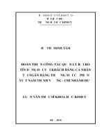 HOÀN THIỆN CÔNG TÁC QUẢN LÝ RỦI RO TÍN DỤNG ĐỐI VỚI KHÁCH HÀNG CÁ NHÂN TẠI NGÂN HÀNG THƯƠNG MẠI CỔ PHẦN VIỆT NAM THỊNH VƯỢNG CHI NHÁNH HUẾ