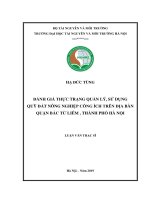 Đánh giá thực trạng quản lý, sử dụng quỹ đất nông nghiệp công ích trên địa bàn quận Bắc Từ Liêm, Thành phố Hà Nội