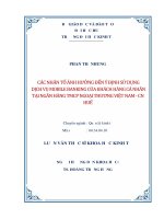 CÁC NHÂN tố ẢNH HƯỞNG đến ý ĐỊNH sử DỤNG DỊCH vụ MOBILE BANKING của KHÁCH HÀNG cá NHÂN tại NGÂN HÀNG TMCP NGOẠI THƯƠNG VIỆT NAM   CHI NHÁNH HUẾ 
