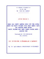 NÂNG CAO CHẤT LƯỢNG DỊCH vụ tín DỤNG đầu tư PHÁT TRIỂN của NHÀ nước tại CHI NHÁNH NGÂN HÀNG PHÁT TRIỂN KHU vực THỪA THIÊN HUẾ   QUẢNG TRỊ 