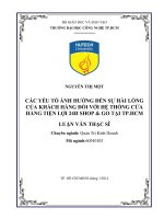 Các yếu tố ảnh hưởng đến sự hài lòng của khách hàng đối với hệ thống cửa hàng tiện lợi 24h shop  go tại tp HCM 