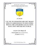 Các yếu tố ảnh hưởng đến mức độ hài lòng của khách hàng về chất lượng dịch vụ thẻ ATM nội địa tại các ngân hàng TMCP trên địa bàn tp HCM 