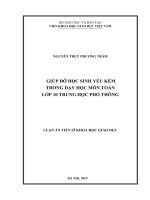 Giúp đỡ học sinh yếu kém trong dạy học môn Toán lớp 10 Trung học phổ thông (Luận án tiến sĩ)