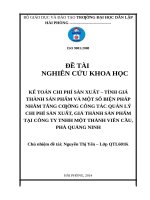 Kế toán chi phí sản xuất – tính giá thành sản phẩm và một số biện pháp nhằm tăng cường công tác quản lý chi phí sản xuất, giá thành sản phẩm tại công ty TNHH một thành viên cầu, phà Quảng Ninh