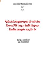 Nghiên cứu áp dụng phương pháp giải trình tự toàn bộ exome (WES) trong xác định đột biến gen gây bệnh động kinh nghiêm trọng ở trẻ nhỏ