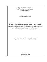 Tổ chức hoạt động trải nghiệm sáng tạo về chủ để sử dụng an toàn và tiết kiệm điện trong dạy học chương điện học   vật lí 9 