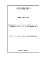 Thiết kế hoạt động trải nghiệm toán học cho học sinh các lớp cuối cấp tiểu học 