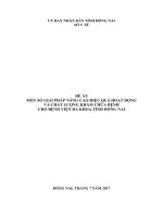 ĐỀ ÁN MỘT SỐ GIẢI PHÁP NÂNG CAO HIỆU QUẢ HOẠT ĐỘNG VÀ CHẤT LƯỢNG KHÁM CHỮA BỆNH CHO BỆNH VIỆN ĐA KHOA TỈNH ĐỒNG NAI