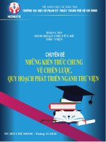 NHỮNG KIẾN THỨC CHUNG về CHIẾN lược, QUY HOẠCH PHÁT TRIỂN NGÀNH THƯ VIỆN 