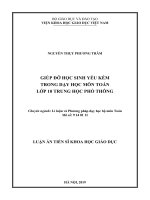 Giúp đỡ học sinh yếu kém trong dạy học môn toán lớp 10 trung học phổ thông (tt) 