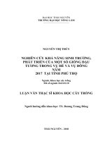 Nghiên cứu khả năng sinh trưởng, phát triển của một số giống đậu tương trong vụ hè và vụ đông năm 2017 tại huyện thanh thủy tỉnh phú thọ 