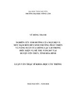 Nghiên cứu ảnh hưởng của mật độ và mức đạm bón đến sinh trưởng phát triển và năng suất của giống lạc l18 trong điều kiện vụ hè thu năm 2017 tại huyện yên thủy, tỉnh hòa bình 