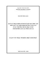 Quản lý hoạt động đánh giá kết quả học tập môn ngữ văn theo định hướng năng lực ở các trường trung học cơ sở thành phố lào cai, tỉnh lào cai 